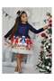 Girl's Navy Blue Christmas Dress 3 Piece Set Including Buckle Hat - 2