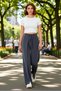 Women's Wide Leg Trousers with Tie Detail Slit Pants Functional Durable Quality Aesthetic - 3