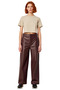 Faux Leather Wide Leg Pants Women Casual Functional for Daily Use Durable Modern - 4