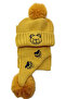 Bear Figure Knitted Scarf and Hat Set - 4