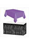 Purple Tablecloth, Black Table Skirt, 1 Piece Black Backdrop, 1 Piece Purple Backdrop - 2