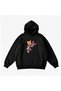 Makiteks Black Cotton Unisex Pocketed Hooded Relaxed Fit Butterflies Printed Sweatshirt
