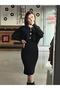 Women's Knitwear Sweater Dress Buttoned Suit Sweater + Dress Black