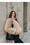 Women's Leather Detailed Mock Neck Fur