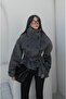 Anthracite arica Mock Neck short coat - 3