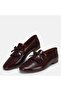 Large Size Tassel Loafer Genuine Leather 41-42-43-44-Burgundy Patent Leather - 4