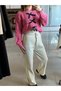 Women's High Waist No Show Thick and Lace-Up White Knitwear Palazzo Pants - 2