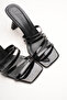 Women's Blunt-Toe Design Heeled Slippers Prana Black Patent Leather - 3