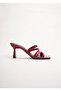 Women's Blunt-Toe Design Heeled Slippers Prana Red Patent Leather - 2