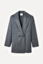 Women's Anthracite Wool Blend Oversize Blazer Jacket