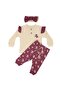 Baby Girl Ecru Purple Floral Patterned Bandana 2-Piece Set - 2