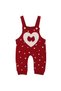 Baby Girl Red Heart Bow Bandana Salopet Set - 4