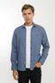 Collared Buttoned Long Sleeve Snap Fastener Denim Look Light Blue Men's Shirt - 8