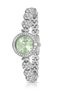 Luxury Stone Flower Pattern Cord Women Wrist Watch Silver Green Color Pl-1584B5X - 4