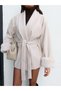 Fur-Cuffed Tie-Detail Short Coat - 3