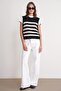 6969 Women's Side Buttoned Knitwear Top Black Natural - 3