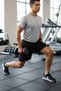 Black Men's Gym Fitness Polyester Woven Sweat-Wicking Regular Waist Zippered Pocketed Shorts - 2