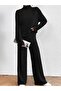 Women's Turtleneck Cotton Striped Pattern Casual Relaxed Two-Piece Set - 2