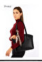 Black Shk274 Faux Leather Zippered Single Compartment Hand, Arm and Shoulder Bag with Scarf Gift - 7