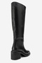 Fros Black Skin Genuine Leather Women's Thick Heeled Boots - 5