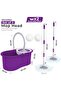 Easy 360 Degree Spin Mop and Bucket set – Stainless Steel Handle, 2 Microfiber Reusable Pads Purple - 2