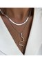 Snake Figured Double Chain Steel Necklace Daily Stylish Modern Design Jewelry Accessory Women