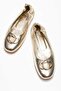 Perite Women's Genuine Leather Ballet Flats Gold with Elastic Back Color-Match Leather Lining - 7