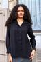 Women's Cotton Modal Cupra Fabric Collar Side Slit Long Sleeve Shirt-Black - 2