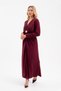 Women's Burgundy Long Sleeve Dress with Oyster Accessories - 2