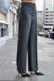 Women's High Waist Side Pockets Wide Leg Palazzo Lightweight Stretchy Fabric Pants-Anthracite Thick Line - 2