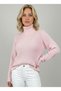 Women's Dusty Light Pink Chunky Knit Fisherman Turtleneck Sweater