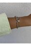 Adjustable Open Silver Bracelet with Clover and Flower Figured Zircon Stones - 4
