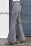 Suede Stretch Fabric Fabric High Waist Front Back Stitched Isanyol Leggings Trousers (Jacket 30071)-Gray - 5