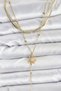 Brass Gold Color Zircon Stone Model Detailed 3-Piece Combination Y Women's Necklace - Tj-Bko10700