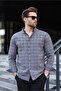 Gray Buttoned Plaid Patterned Men's Shirt E6768