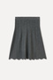 Women's Black Ribbed Stitching Detailed Mini Skirt
