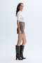 Women's Brown Plaid Mini Skirt with Pocket Detail - 4