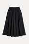 Women's Black Pleated Midi Skirt with Pockets - 2