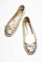 Perry Women's Genuine Leather Ballet Flats Gold Hand Knitted - 7