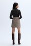 Women's Mink Color Plaid Mini Skirt - 2