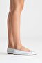Preslie Women's Genuine Leather Ballet Flats White Hand Knitted - Color-Match Leather Lining - 3