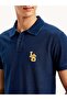 Solid Indigo Polo Yaka Mavi Tişört - 5