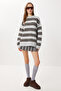 Striped Wool Effect Knitwear Sweater Lmt0050 Gray Brown