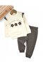 Baby Girl Daisy Embroidered, Ruffled, 3 Thread Fleece-Lined Winter 6-9-12-18-24 Months Stylish Tracksuit Set - 2
