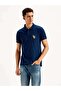 Solid Indigo Polo Yaka Mavi Tişört - 2