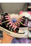 Blackpink Mix Printed Black High-Top Pink Lace-Up Sneaker Sports Shoes Decorated with Beads and Anklet - 6