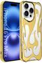 iPhone 16 Pro Max Case - Gold, 3D Electroplated Glitter Slim Shockproof Cover