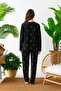 Transitional Long Sleeve Suede Women's Pajama Set- Crew Neck Women's Pajamas - 3