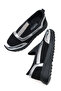 Chiara Laurent Black Leather Laceless Thick Sole Metallic Detailed Stoned Casual Sports Shoes - 2