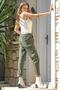 Women's Khaki Italian Lycra Skinny Straight-Leg Trousers - 6
